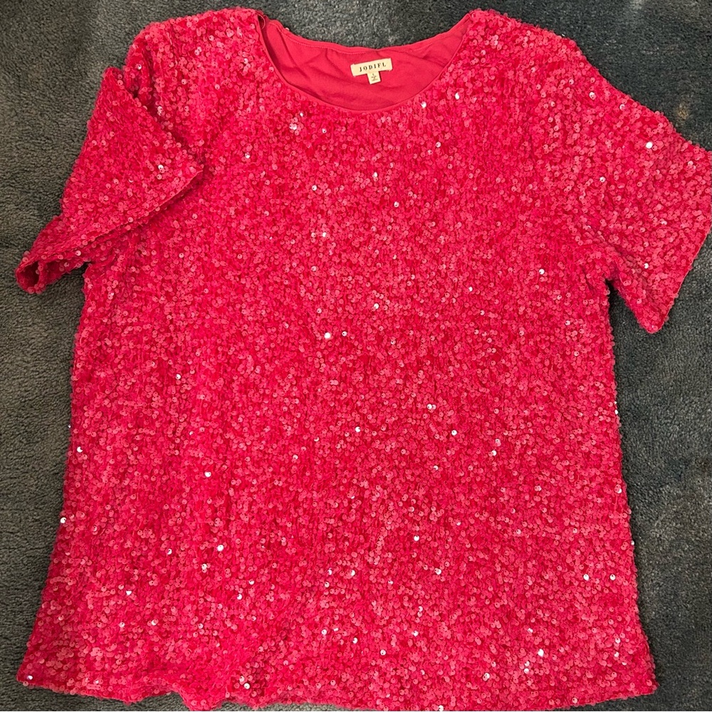 HOT PINK SEQUIN TOP